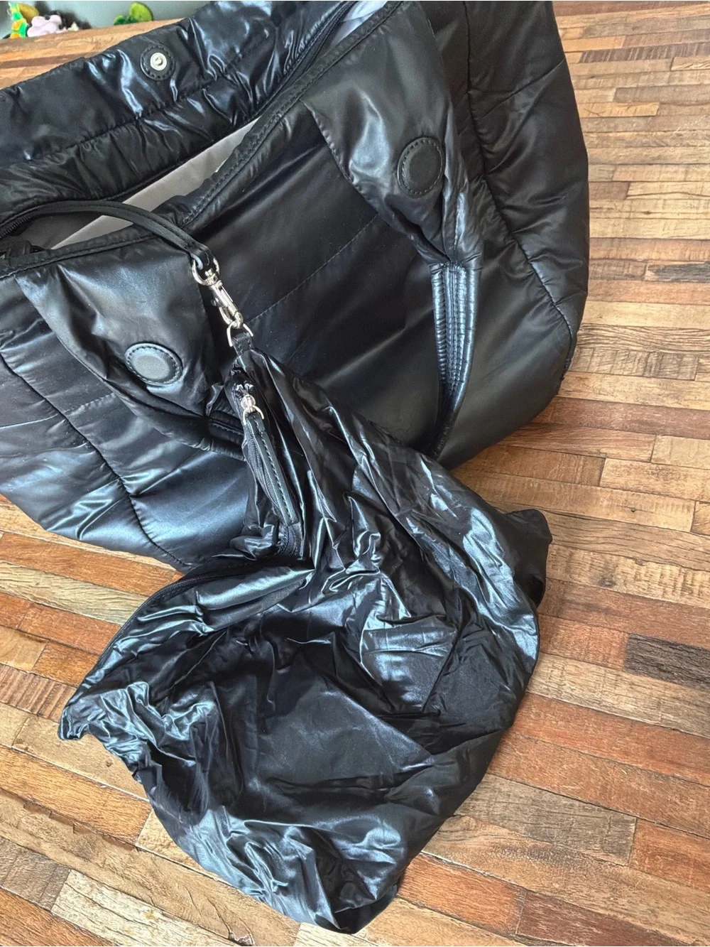 caraa Black Quilted Puffer Tote